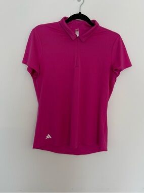 adidas Women's Bright Pink Short Sleeve Polo Tee